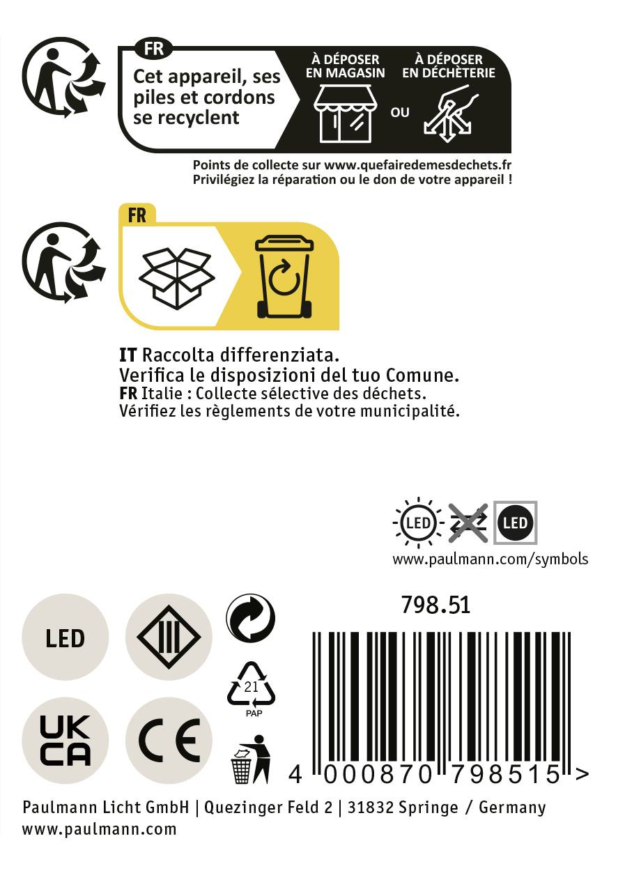 Paulmann 79851 Eclairage solaire pour numéro de maison 0.20 W blanc chaud noir