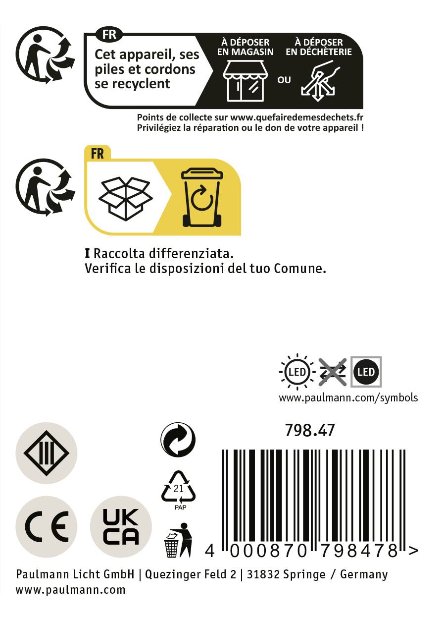 Paulmann 79847 Eclairage solaire pour numéro de maison 0.20 W blanc chaud noir