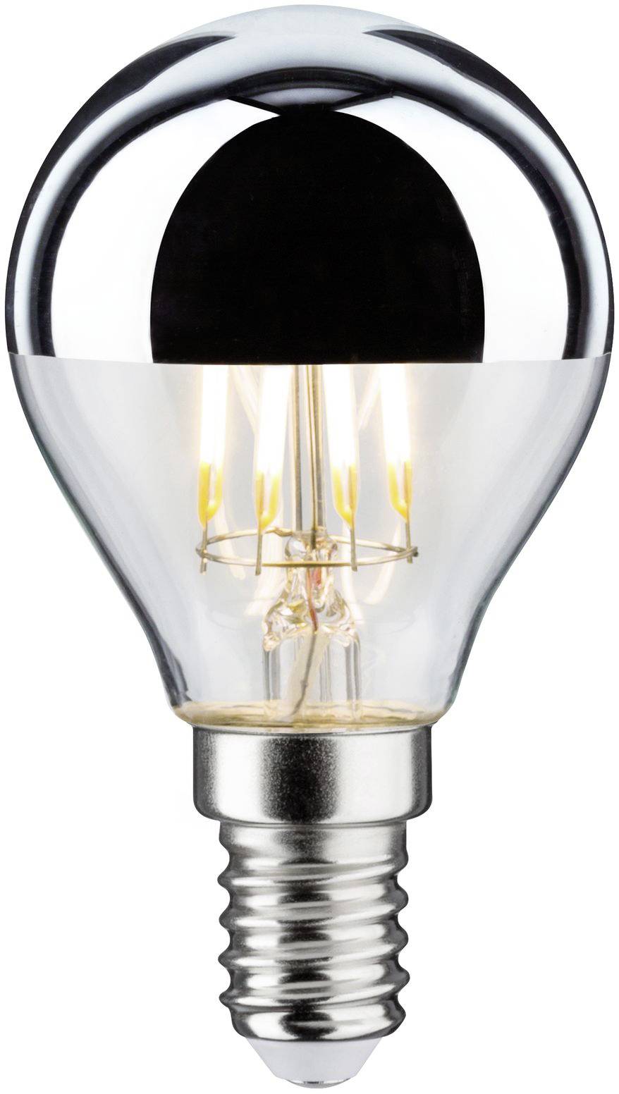 Une ampoule à filament apparent, allumée, sur un fond blanc. Symbolise l'énergie et l'éclairage.