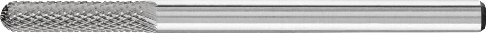 Une poignée cylindrique en métal argenté, avec une section texturée pour une meilleure prise en main.
