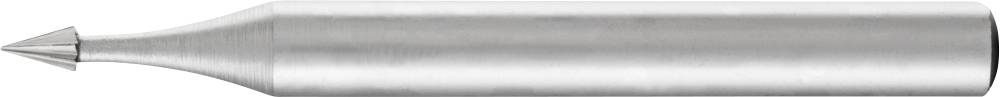 Pointe métallique argentée, cylindrique, à extrémité conique. Adaptée aux applications précises ou comme composant d'un outil.