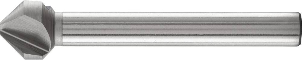 Un foret conique en métal avec une tige cylindrique et une pointe conique pour le traitement des surfaces métalliques.