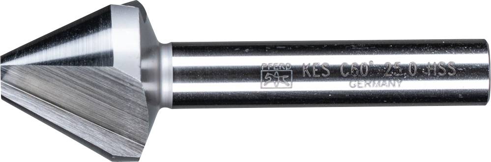 Un ébavureur métallique argenté et brillant, à tête conique ; utilisé pour l'usinage des trous dans les matériaux.