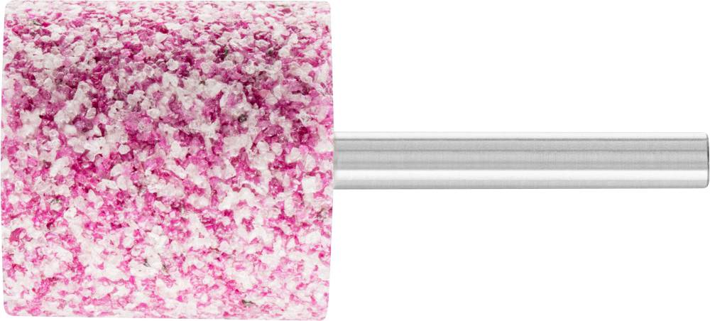 Embout de ponceuse à ongles avec surface structurée rose et tige métallique, utilisé pour limer ou polir les ongles.