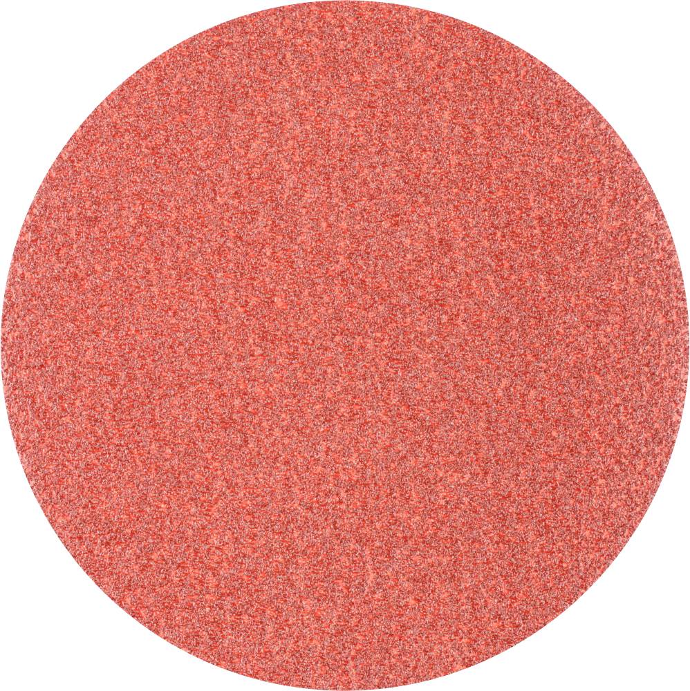 Papier de verre ovale rouge avec un grain fin, éclairé.