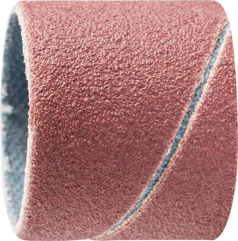 Un rouleau de papier de verre à grain grossier, coloré en rouge, présente un enroulement en spirale. Utilisé pour les travaux de ponçage sur différentes surfaces.