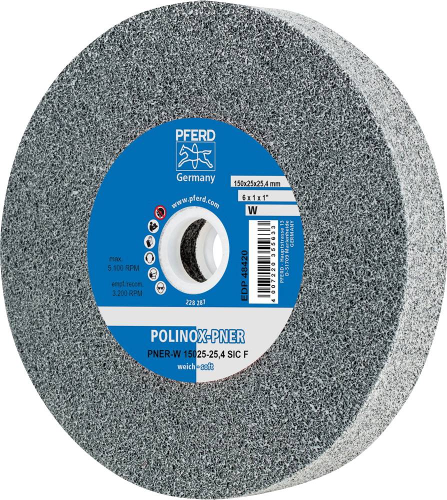 PFERD 44691667 Meule compacte PCHEVAL POLINOX 150 x 25,4 mm carbure de silicium SiC fin Modèle souple 150 mm 1 pc(s)