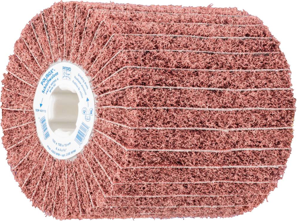 PFERD 44641106 Rouleau abrasif en feutre Polinox PNZ Ø 100 x 100 mm rainure 19 mm A 60/G pour un ponçage et une finition