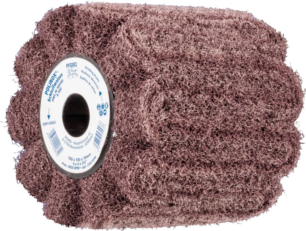 PFERD 44641201 Rouleau abrasif Polynox PNG Ø 100 x 100 mm rainure 19 mm A 100 pour un ponçage fin et une finition parfaite 100 mm