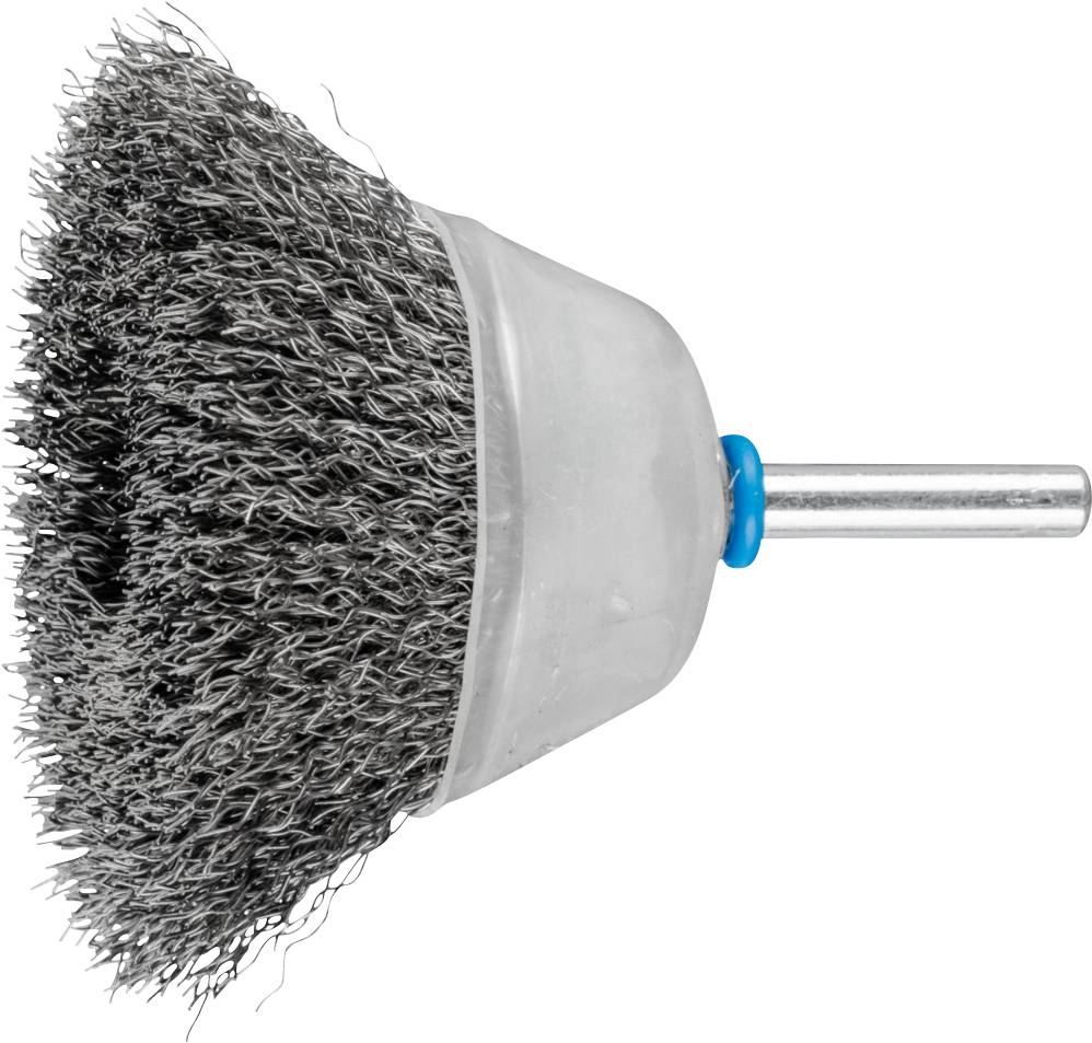 Brosse métallique à long manche et poils denses, adaptée au nettoyage des surfaces métalliques ou à l'élimination de la rouille.