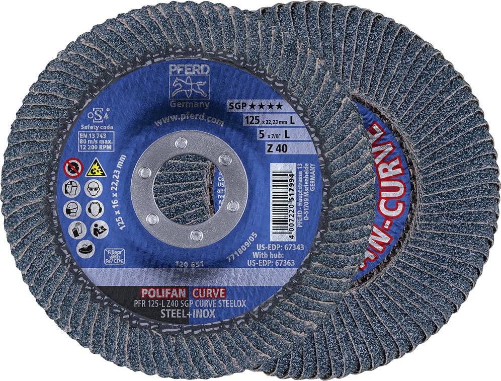 PFERD 69398196 PFR 125-L Z 40 SGP CURVE STEELOX Disque segmenté Diamètre 125 mm 2 pc(s)