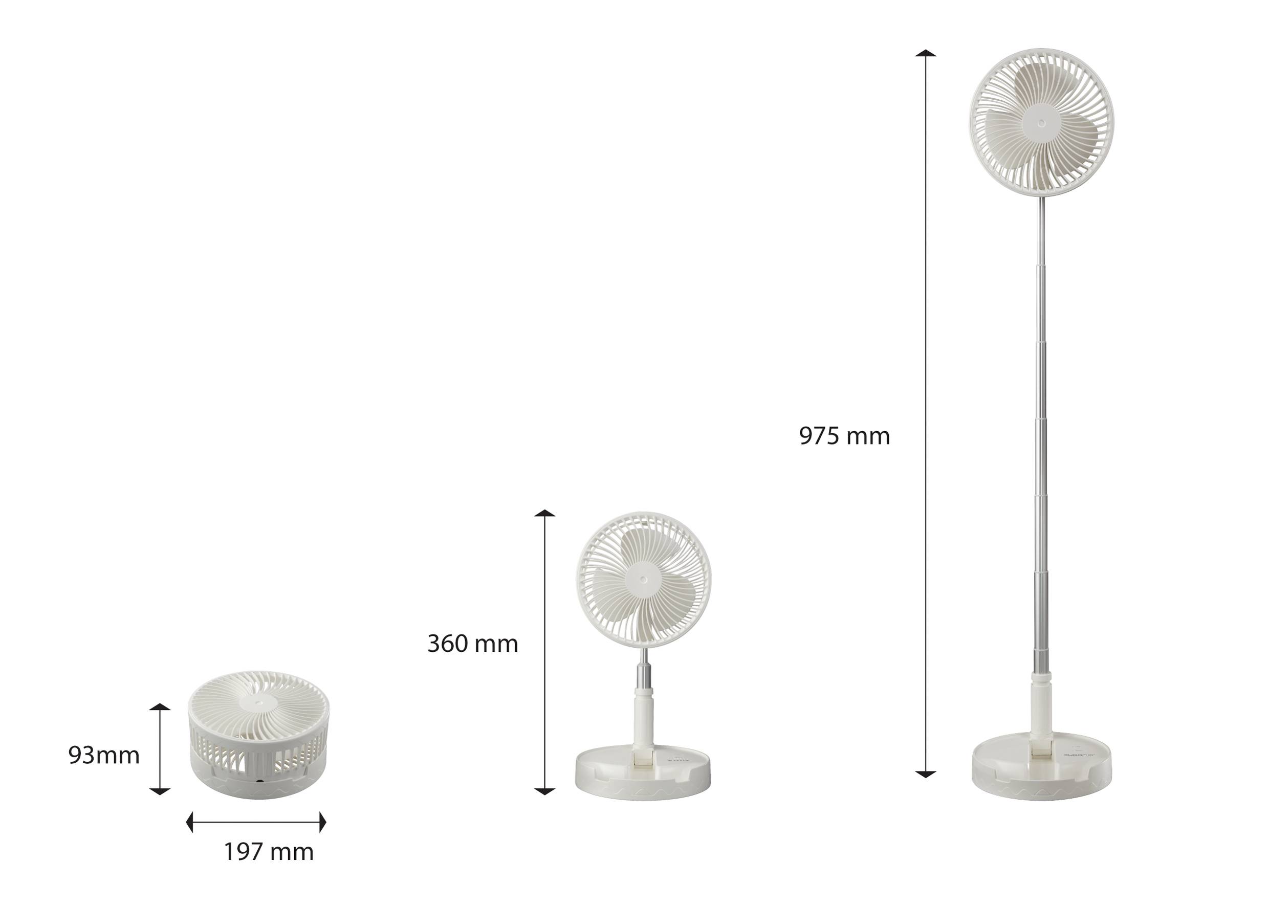 Sygonix Ventilateur USB 2.5 W (Ø x H) 197 mm x 975 mm blanc hauteur réglable