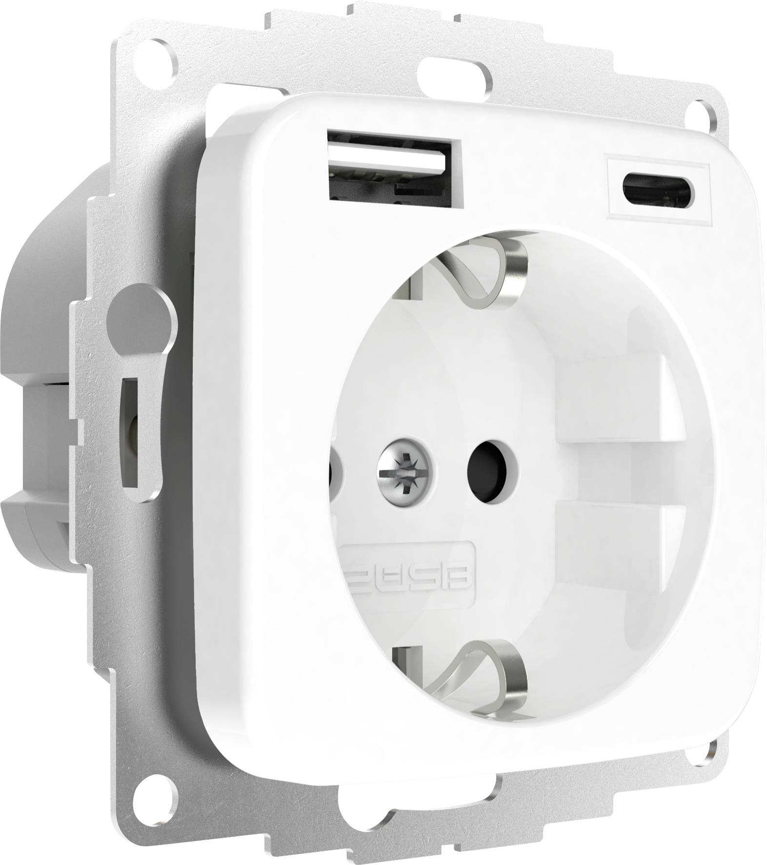 2USB 2U-449368 Prise à contact de protection sécurité enfants, avec sortie de charge USB IP20 blanc pur (brillant)