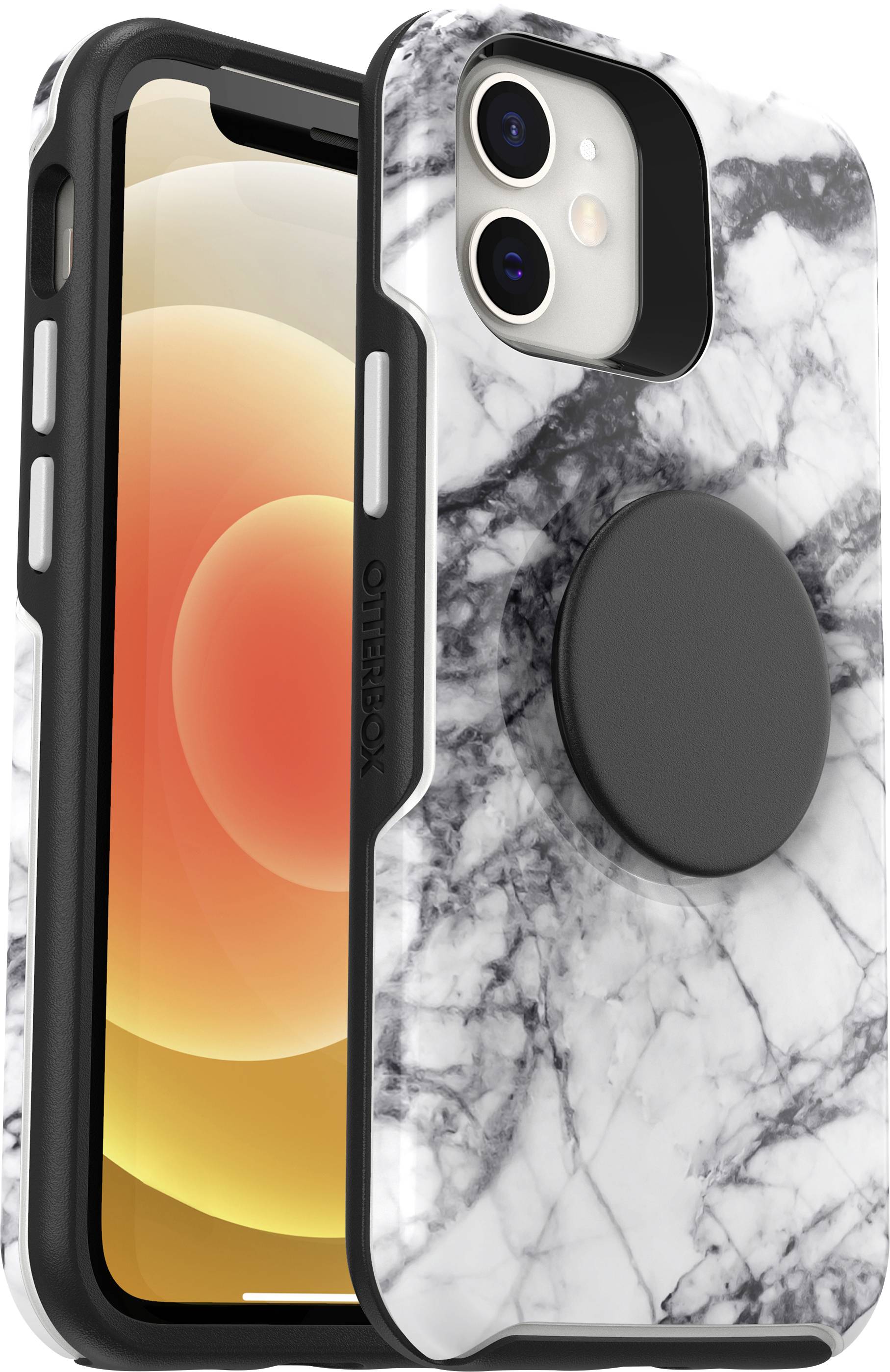Otterbox Pop Symmetry Coque arrière Apple iPhone 12 mini blanc-noir chargement par induction, étanche à la poussière, résistant
