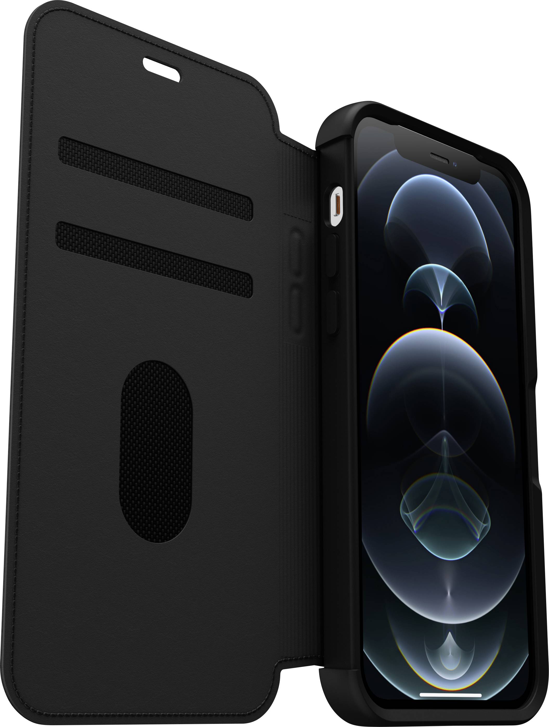 Otterbox Strada Étui portefeuille Apple iPhone 12, iPhone 12 Pro noir étui à rabat, résistant aux chocs 77-65420