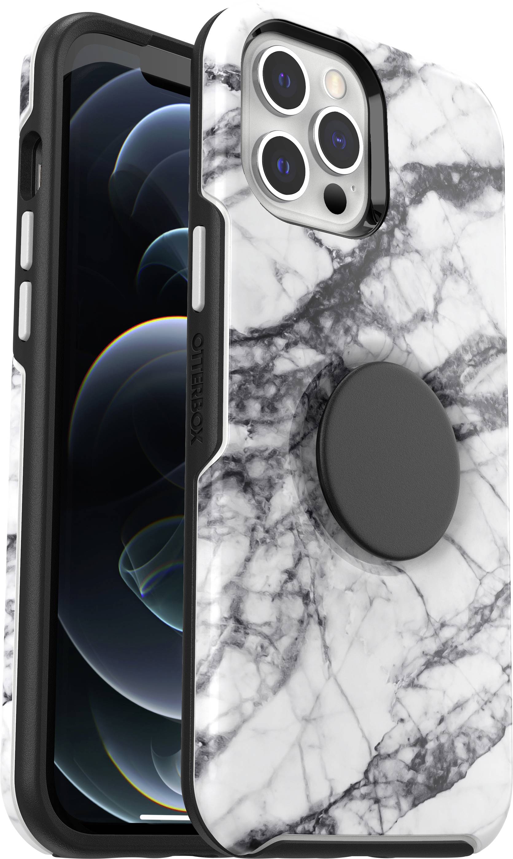 Otterbox Pop Symmetry Coque arrière Apple iPhone 12 Pro Max blanc-noir chargement par induction, étanche à la poussière