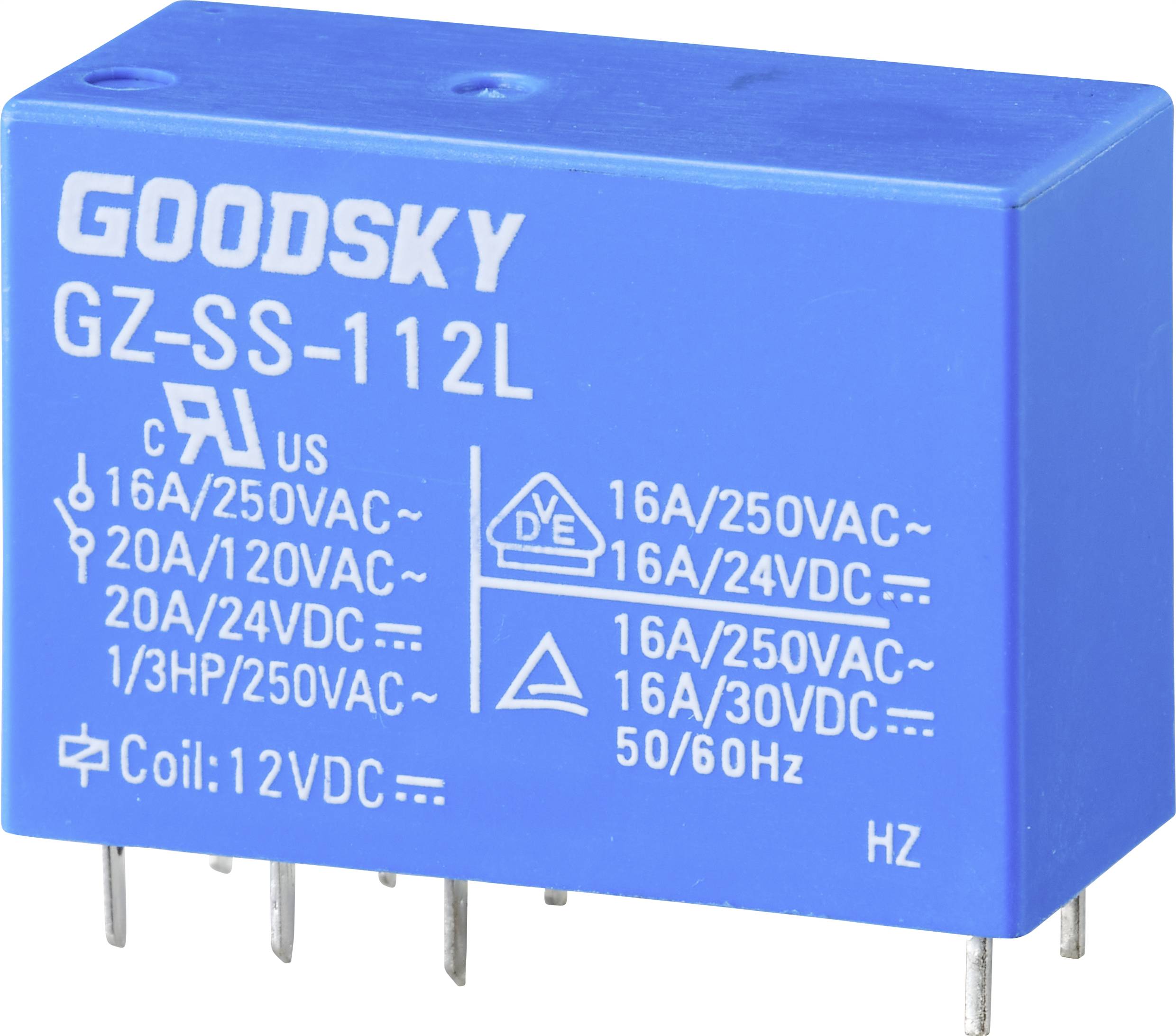 GoodSky GZ-SS-112L Relais pour circuits imprimés 12 V/DC 20 A 1 inverseur (RT) Tube