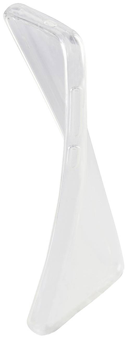 Support en plastique transparent de forme triangulaire, photographié en perspective ; pourrait être utilisé comme support d'affichage ou support de maintien.