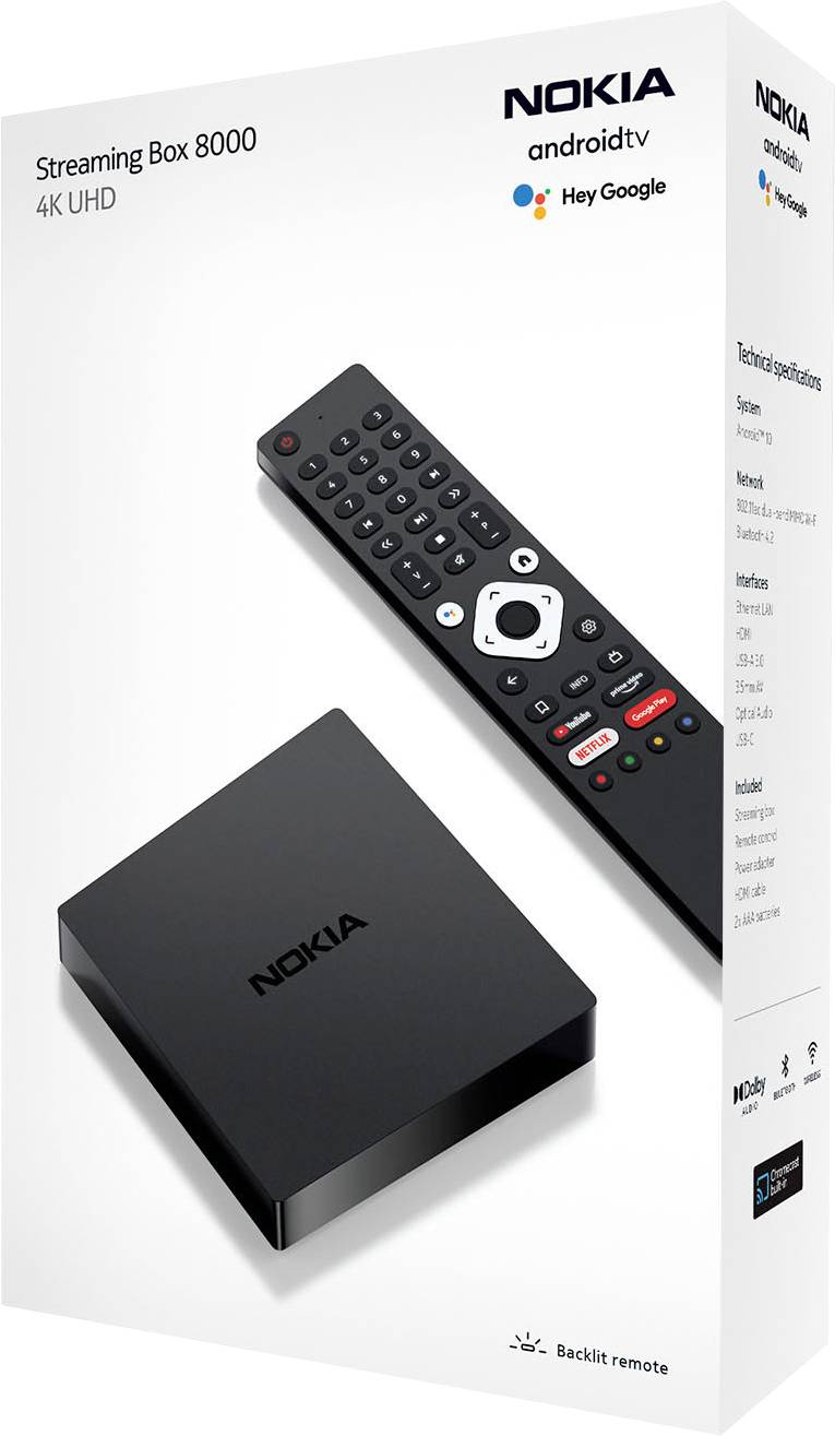 Nokia Streamview Streaming Box 8000 Boîtier de streaming 4k, connexion réseau