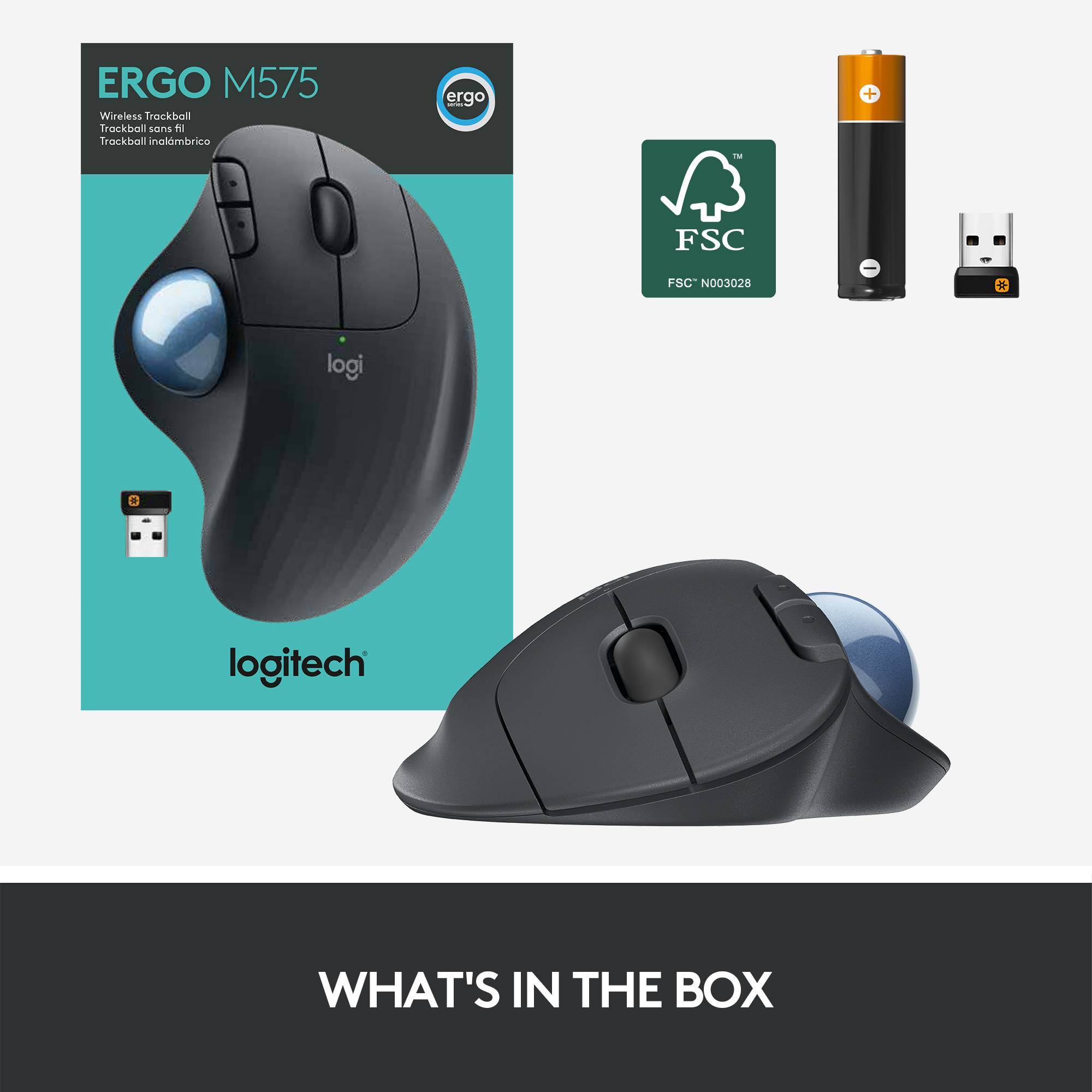 Logitech ERGO M575 Trackball radio optique noir 5 Boutons 2000 dpi ergonomique