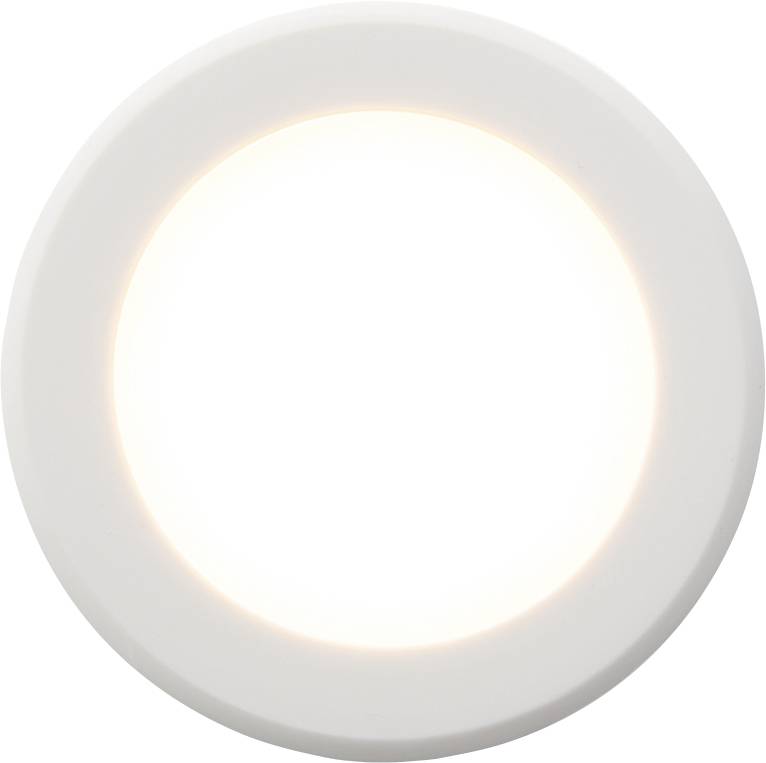 Plafonnier LED rond, lumineux, avec cadre blanc. Convient parfaitement aux espaces intérieurs modernes et offre une répartition uniforme de la lumière.