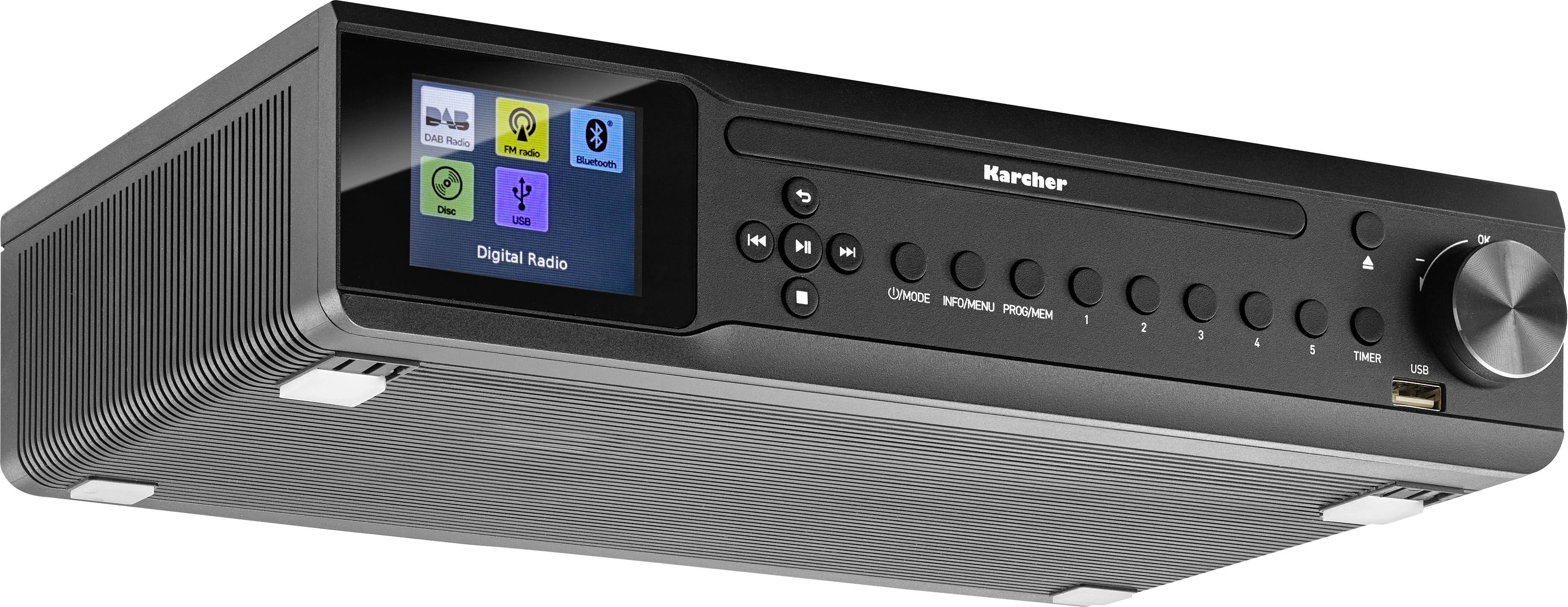 Karcher RA 2060D-B Radio à suspendre DAB+, FM DAB+, FM, Bluetooth, CD noir