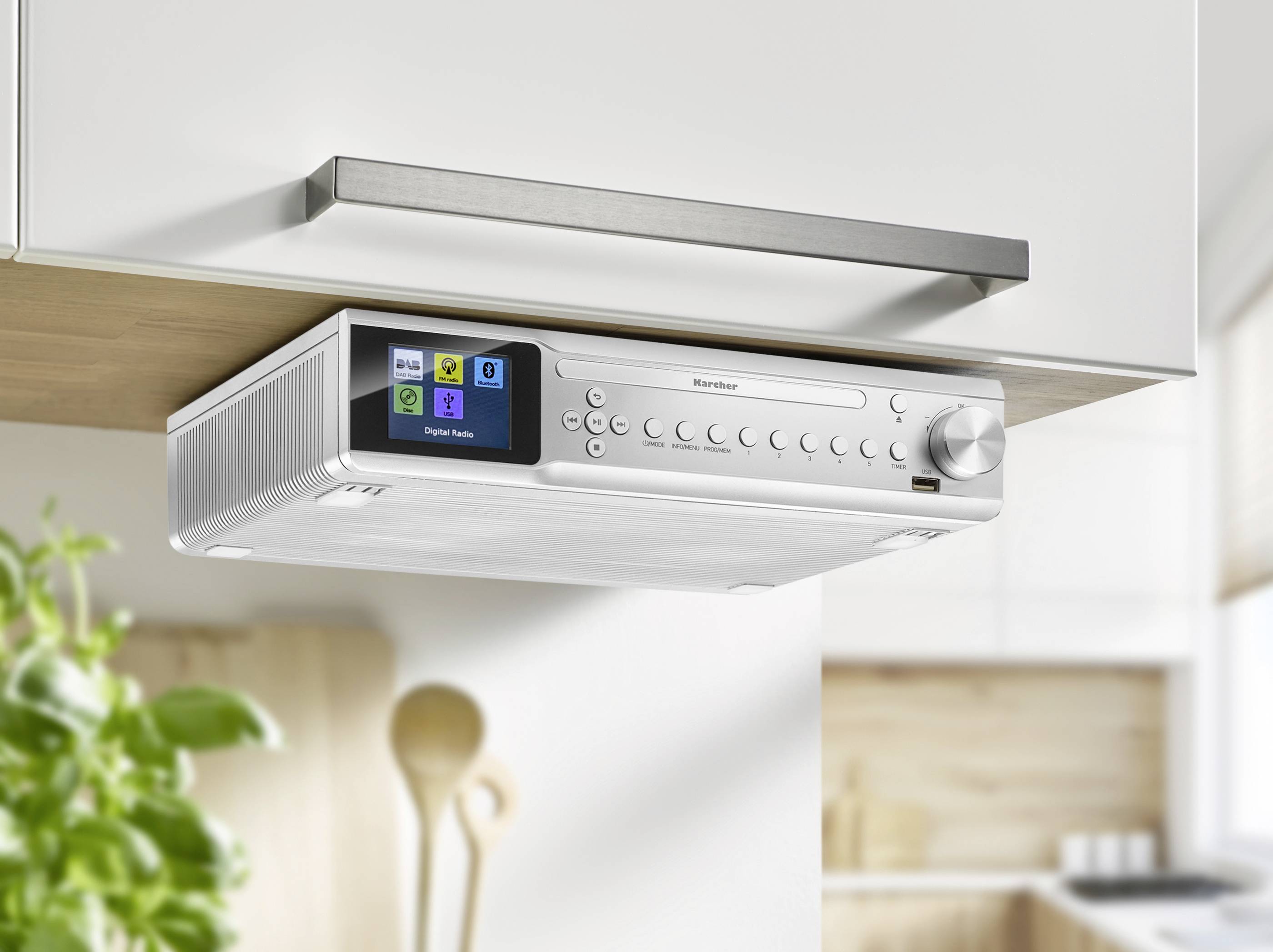 Karcher RA 2060D-S Radio à suspendre DAB+, FM DAB+, FM, Bluetooth, CD argent