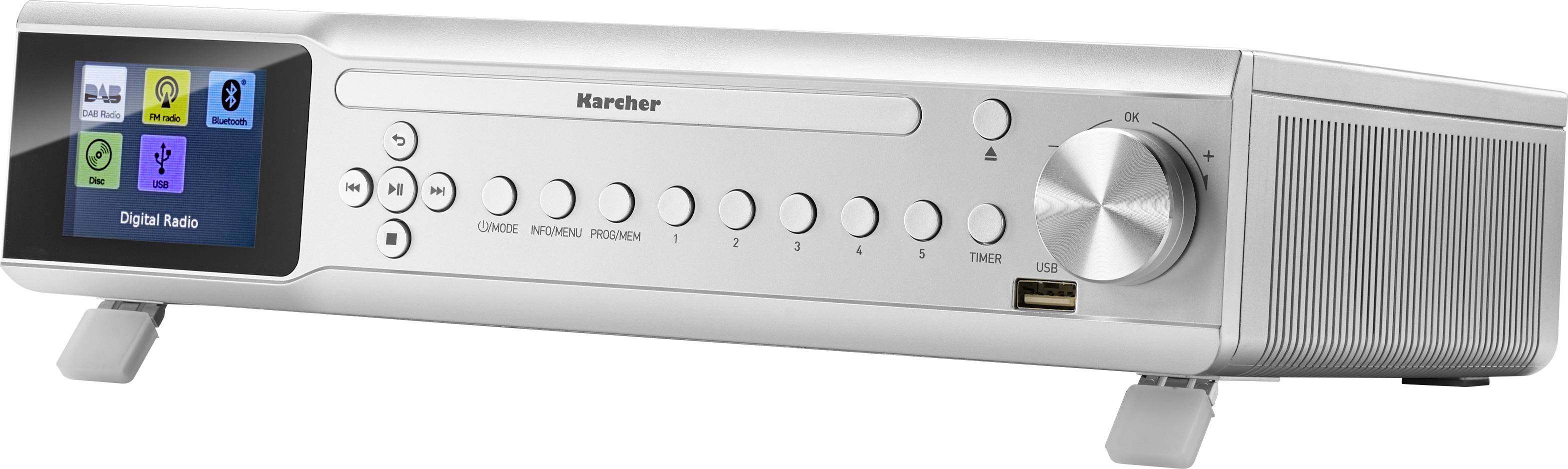 Karcher RA 2060D-S Radio à suspendre DAB+, FM DAB+, FM, Bluetooth, CD argent