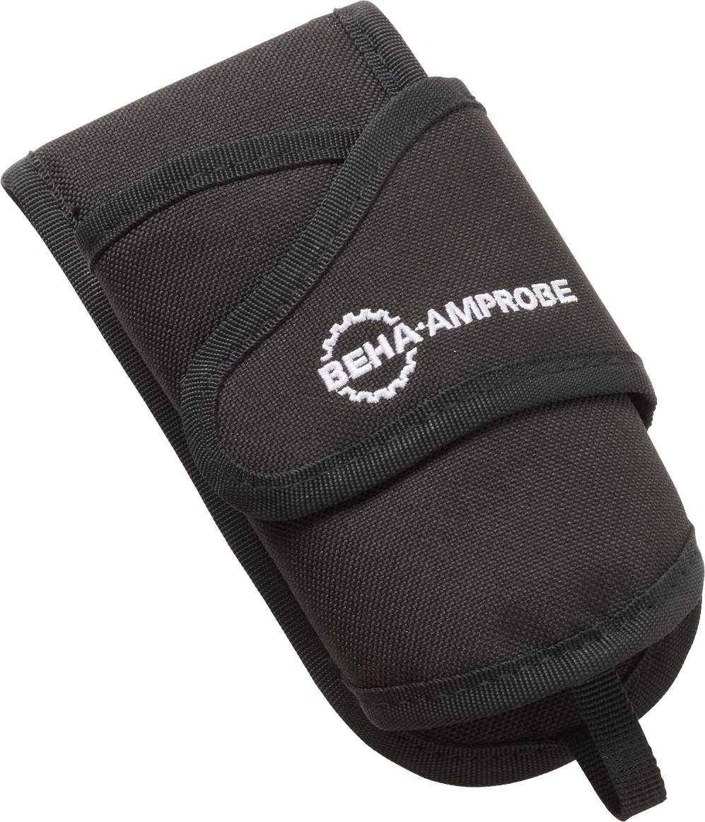 Pochette noire Beha-Amprobe avec fermeture à scratch, adaptée au rangement de petits outils ou appareils.