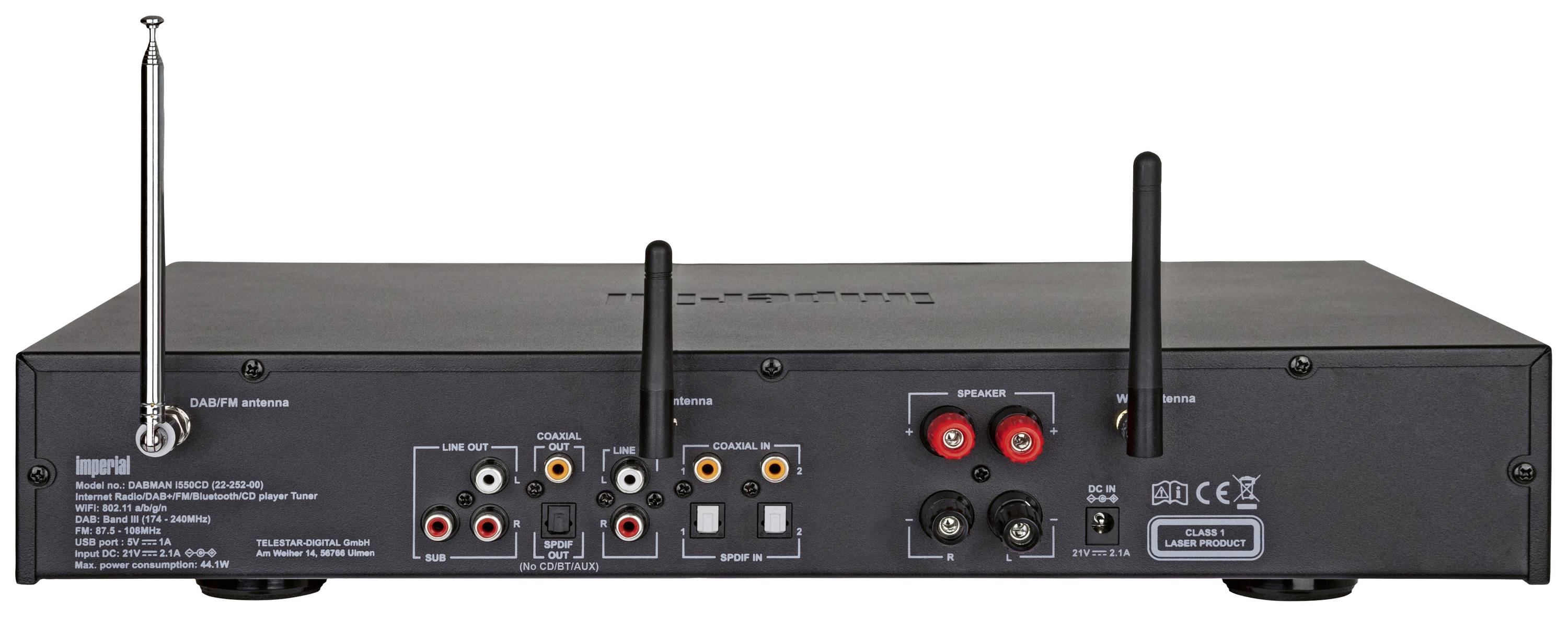 Imperial DABMAN i550CD Récepteur stéréo réseau 2x42 W noir Bluetooth®, DAB+, radio Internet, USB, WiFi