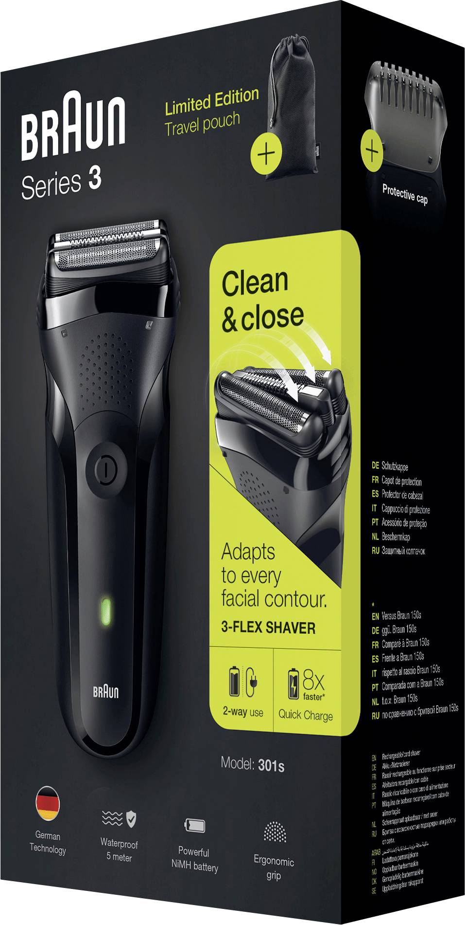 Braun Series3 301s 301s Rasoir à grilles noir