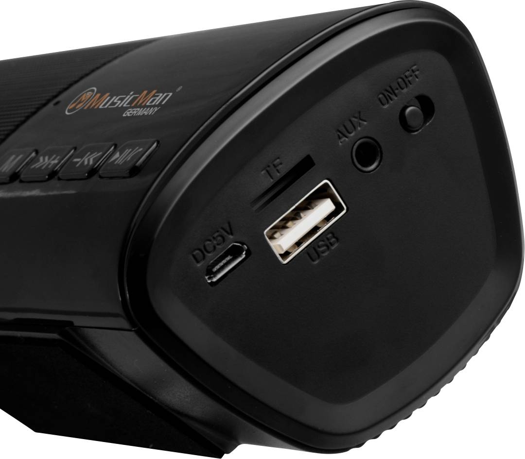 Music Man BT-X54 Barre de son, Enceinte mobile noir Bluetooth®, USB