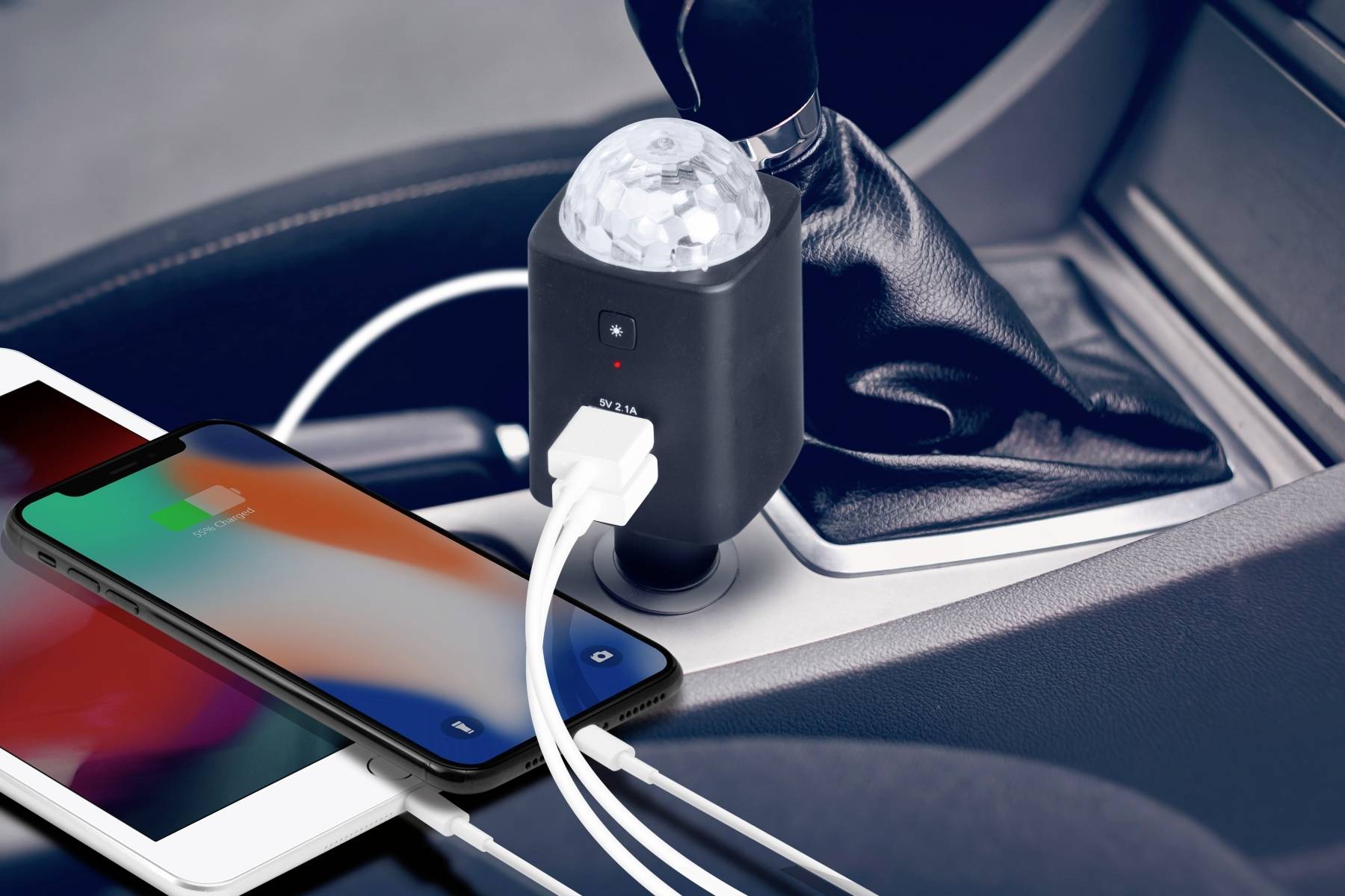 Technaxx Chargeur de voiture mobile Disco TX-159 Charge de courant max=2.1 A 12/24 V, 5 V par USB