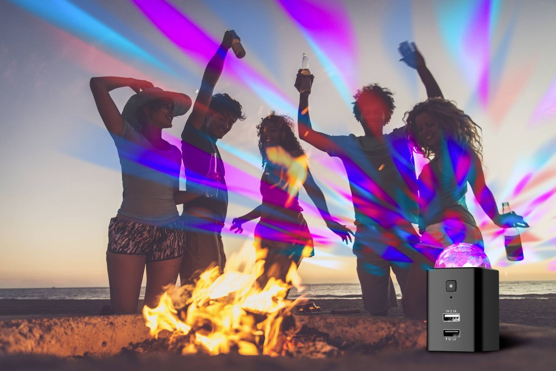 Technaxx Chargeur de voiture mobile Disco TX-159 Charge de courant max=2.1 A 12/24 V, 5 V par USB