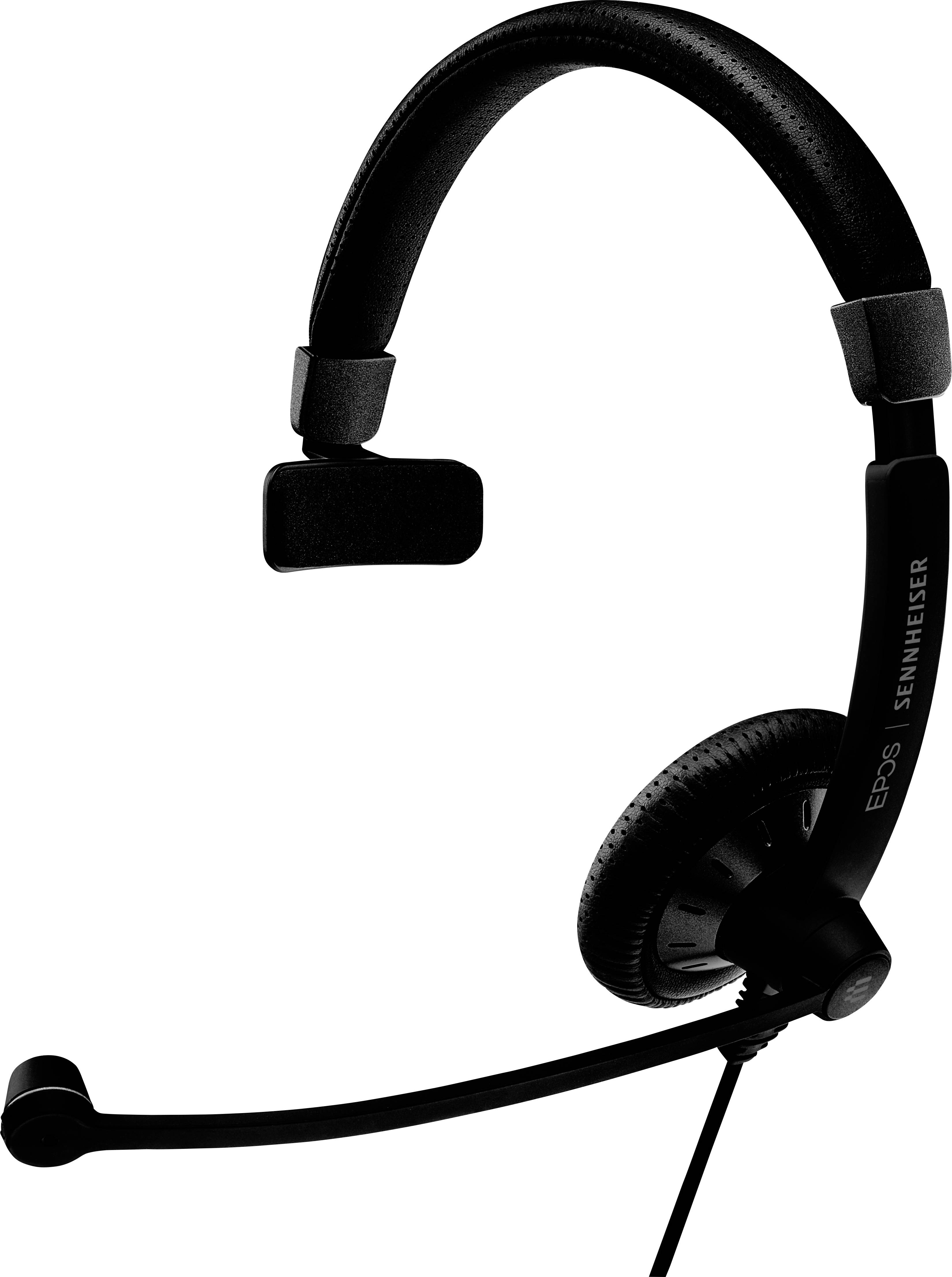 Un casque noir avec un bras de microphone, adapté pour la communication ou le travail de bureau.