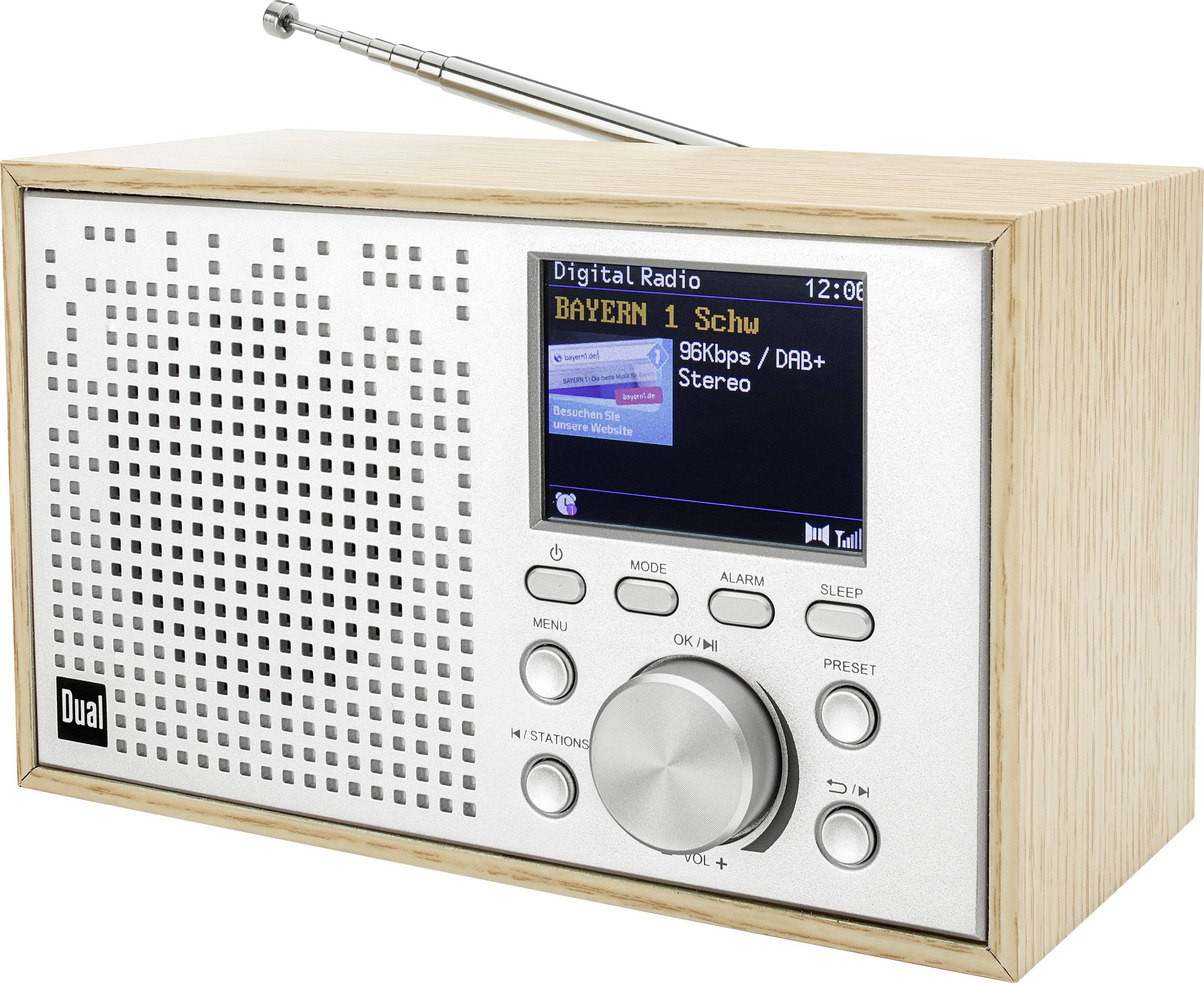 Dual DCR 100 Radio de table DAB+, FM Bluetooth, DAB+, FM fonction réveil bois (clair)