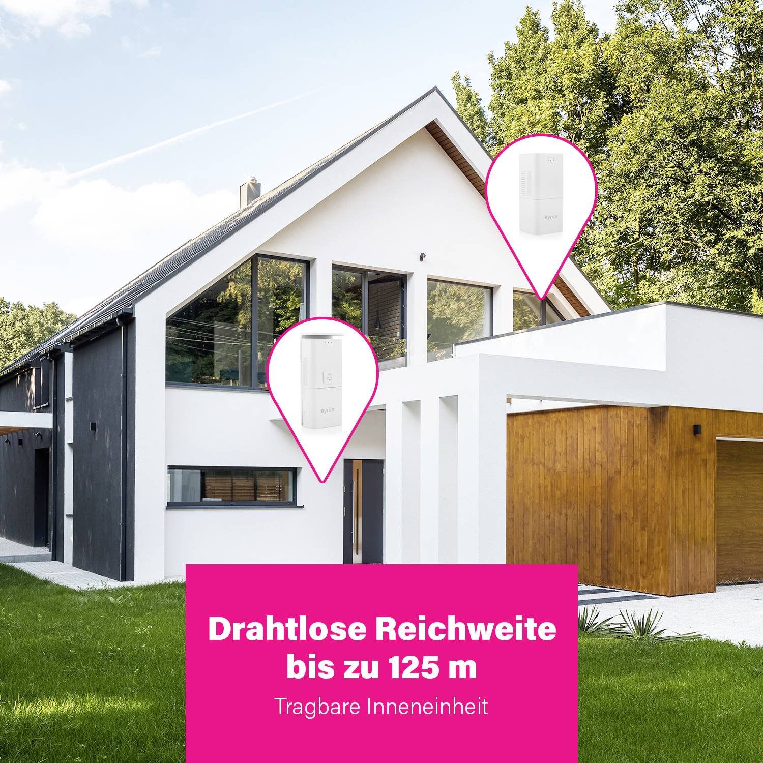 Set complet pour Sonnette sans fil Byron DIC-24815 125 m blanc