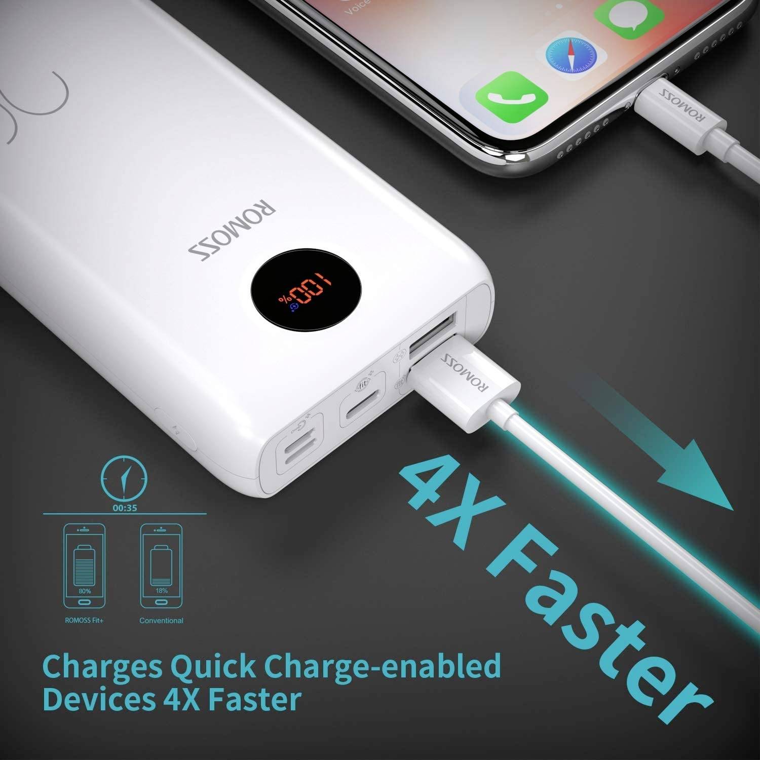 Romoss SW20 Pro Powerbank (batterie supplémentaire) 20000 mAh Quick Charge Li-Ion noir Affichage du statut