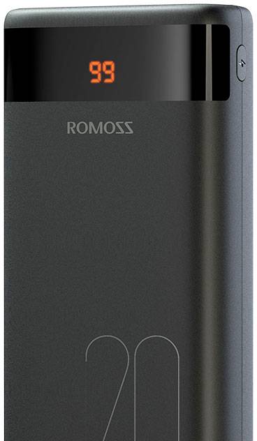 Romoss Ares 20 Powerbank (batterie supplémentaire) 20000 mAh Fast Charge Li-Ion noir Affichage du statut