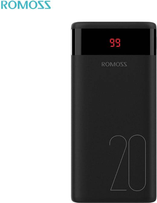 Romoss Ares 20 Powerbank (batterie supplémentaire) 20000 mAh Fast Charge Li-Ion noir Affichage du statut