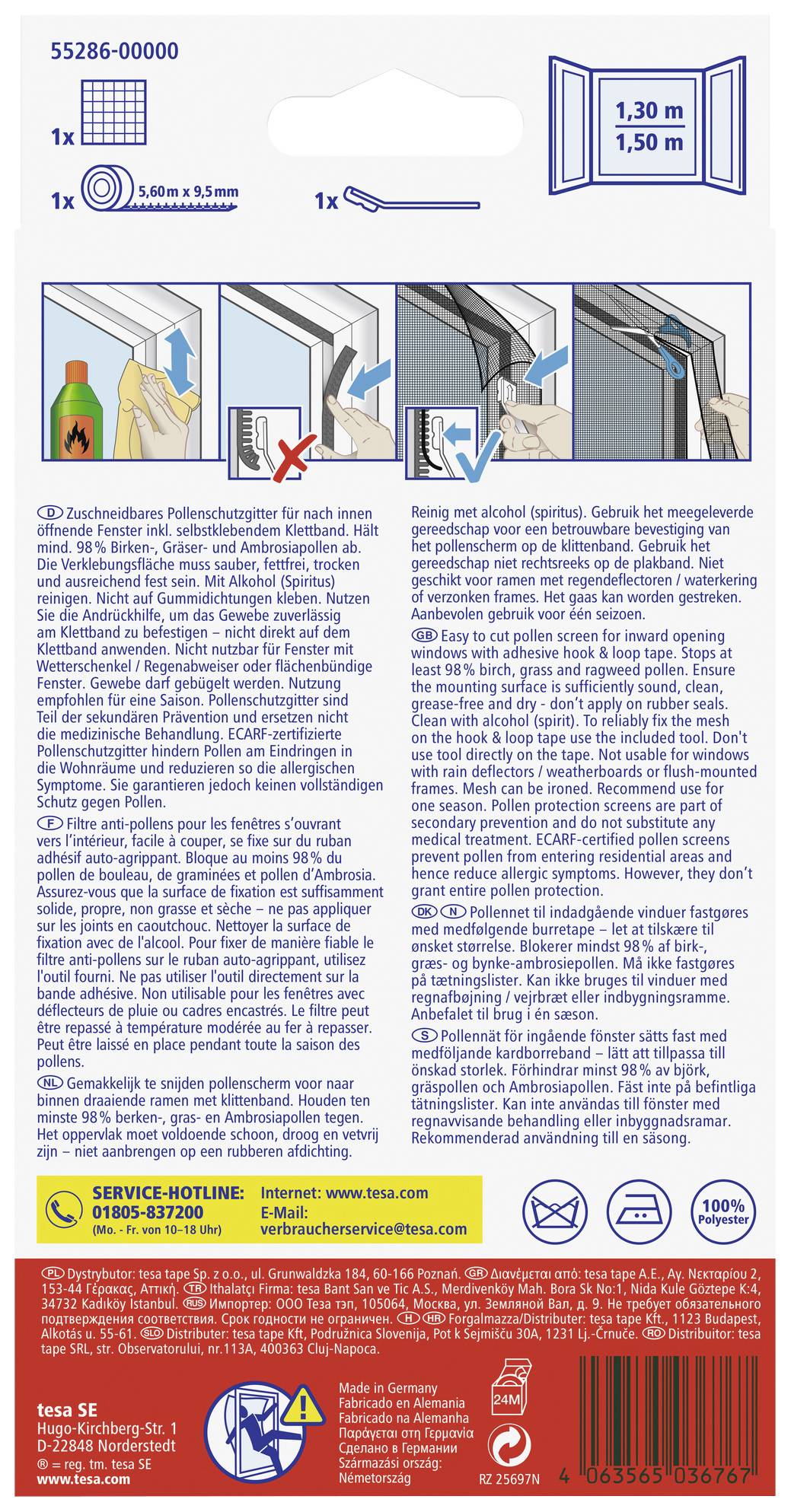 Filtre anti-pollen tesa 55286-00000-00 (l x H) 1300 mm x 1500 mm anthracite 1 pc(s)