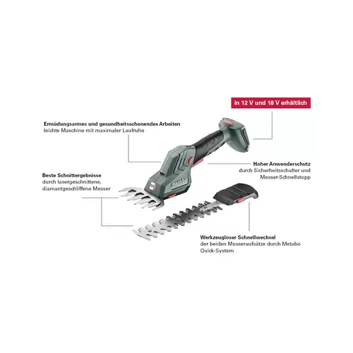 Metabo 601609850 SGS 18 LTX Q sans fil Cisaille à gazon, Sculpte-haie sans batterie Metabo 601609850 SGS 18 LTX Q sans fil Cisaille à gazon, Sculpte-haie sans batterie