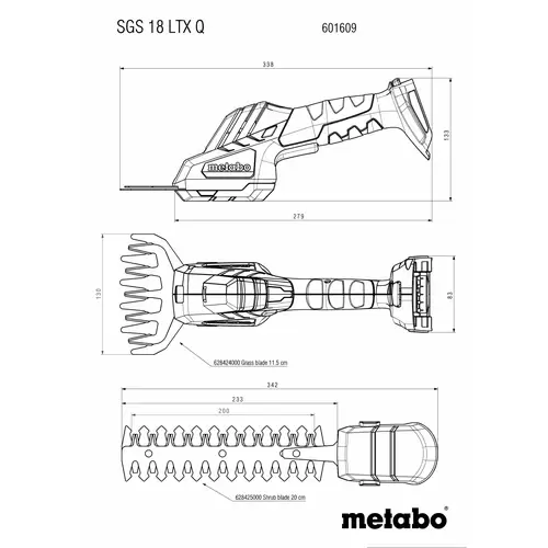 Metabo 601609850 SGS 18 LTX Q sans fil Cisaille à gazon, Sculpte-haie sans batterie Metabo 601609850 SGS 18 LTX Q sans fil Cisaille à gazon, Sculpte-haie sans batterie