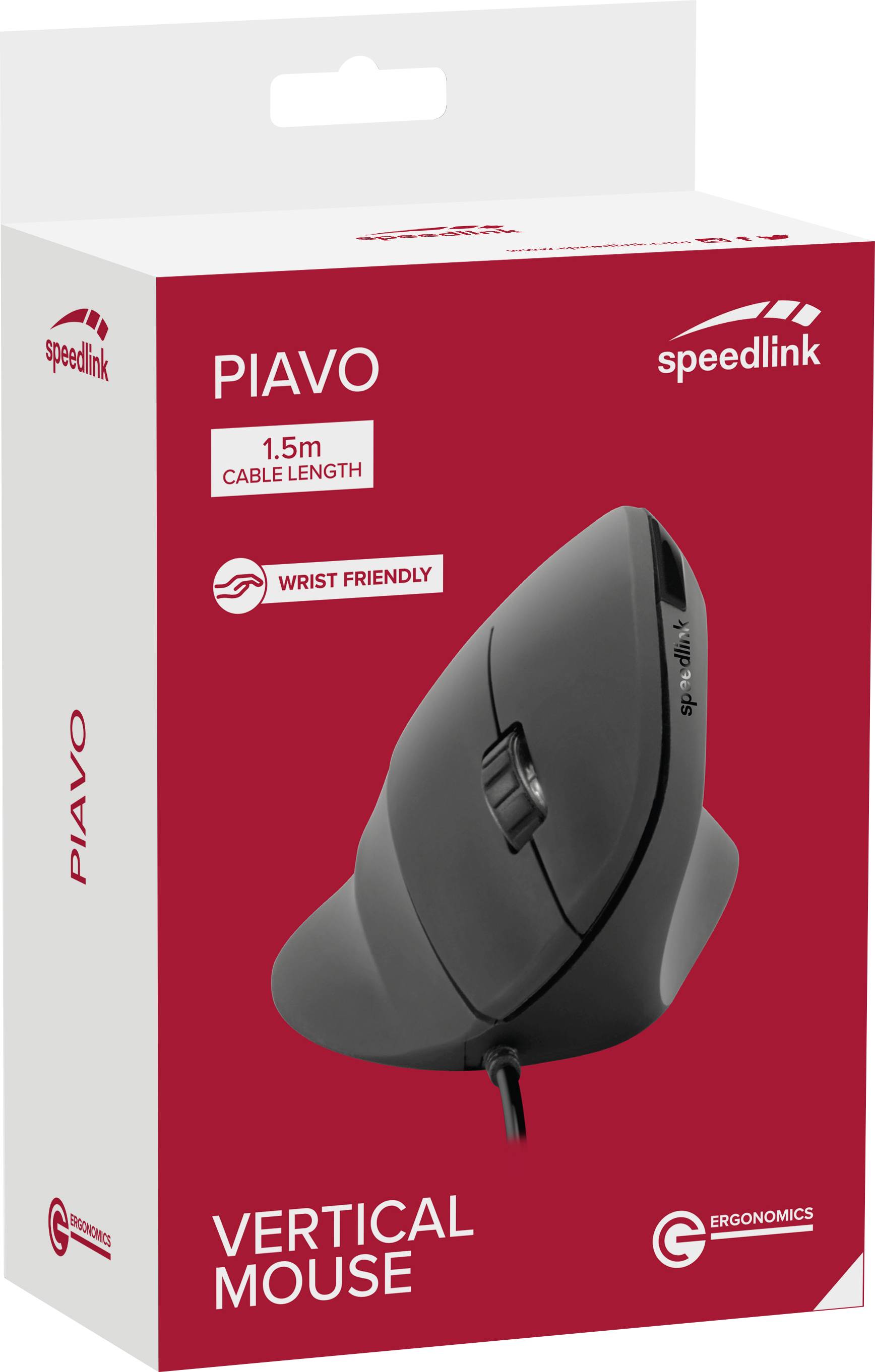 SpeedLink SL-610019-BK-01 Souris ergonomique USB optique noir 5 Boutons 800 dpi, 1200 dpi, 1600 dpi, 2400 dpi