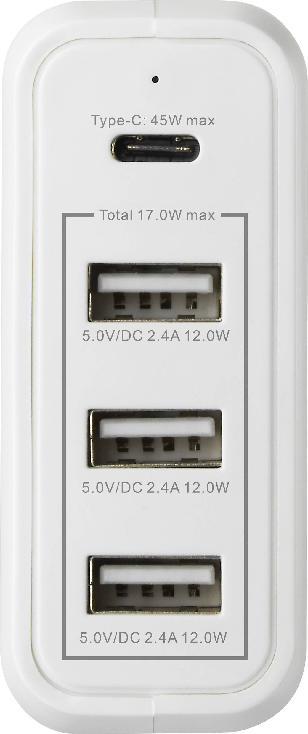 VOLTCRAFT UC-4ACX002 Chargeur USB 62 W 1x USB-C®, 3x USB-A Power Delivery blanc intérieure