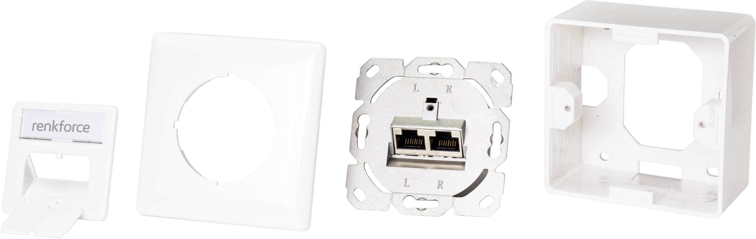 Prise réseau Renkforce montage apparent (en saillie) CAT 6 2 ports blanc pur