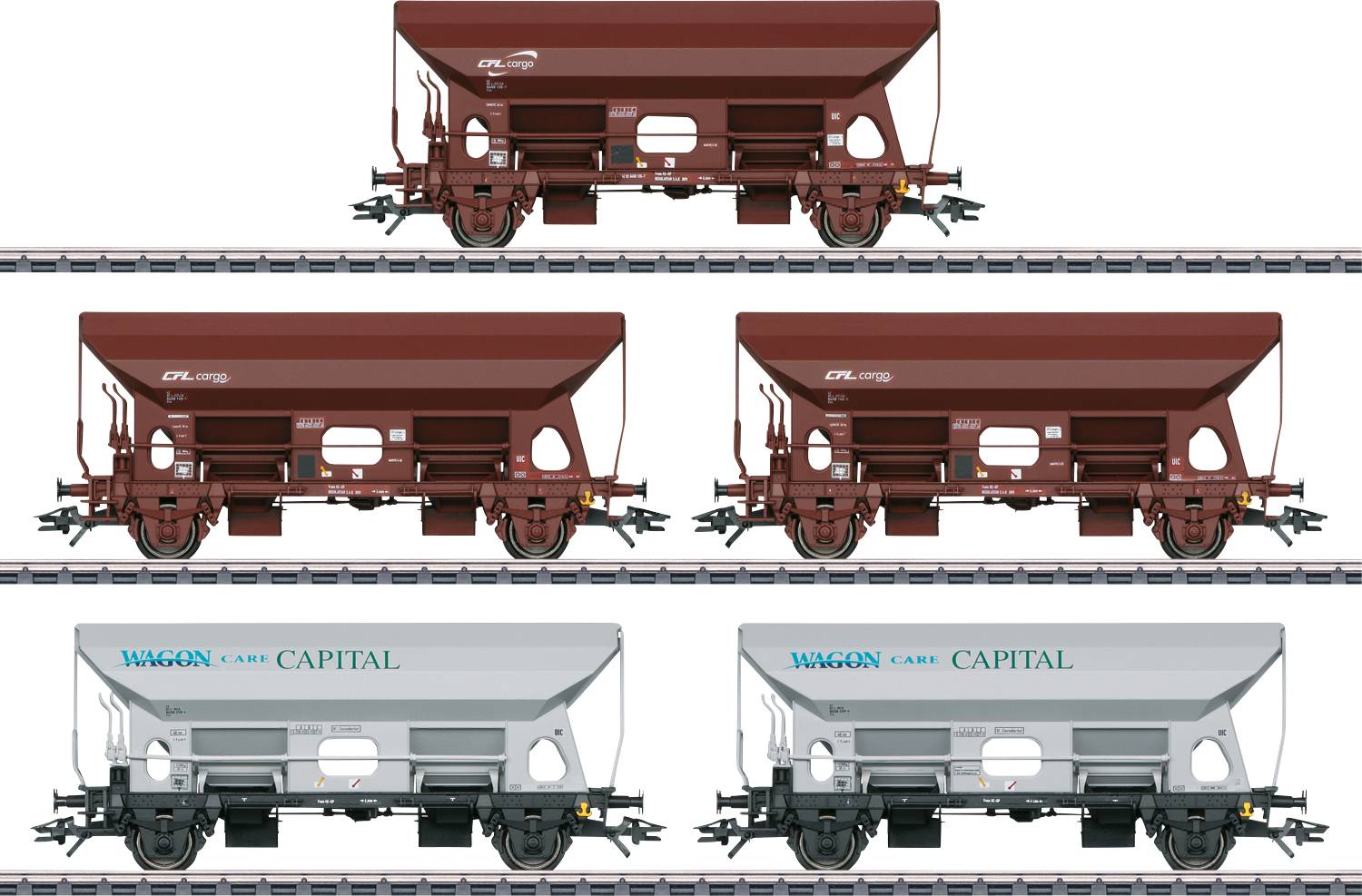 Märklin 046307 Wagon à déchargement automatique FCS des chemins de fer d'État luxembourgeois (CFL), lot de 5