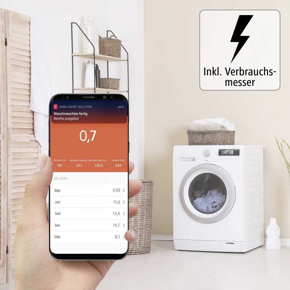 Hama 00176575 Wi-Fi Prise avec fonction de mesure intérieure 3680 W