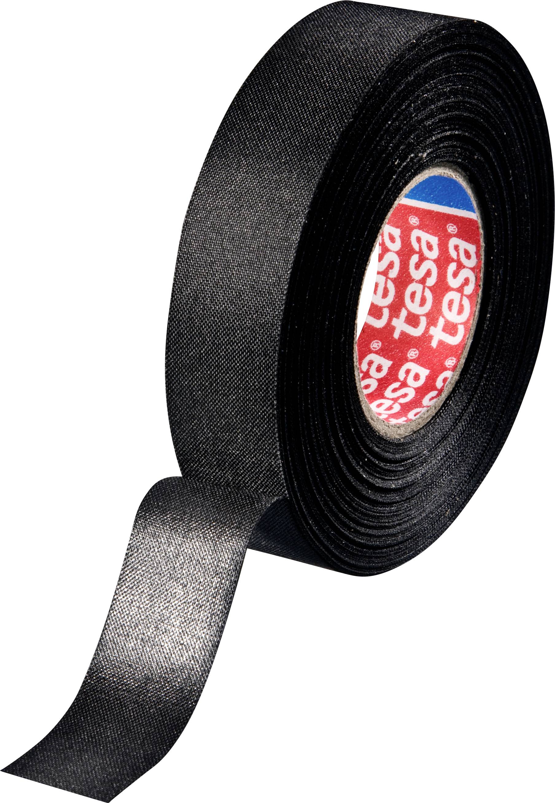 Ruban isolant noir sur un rouleau. La surface intérieure du rouleau présente l'étiquette de la marque.