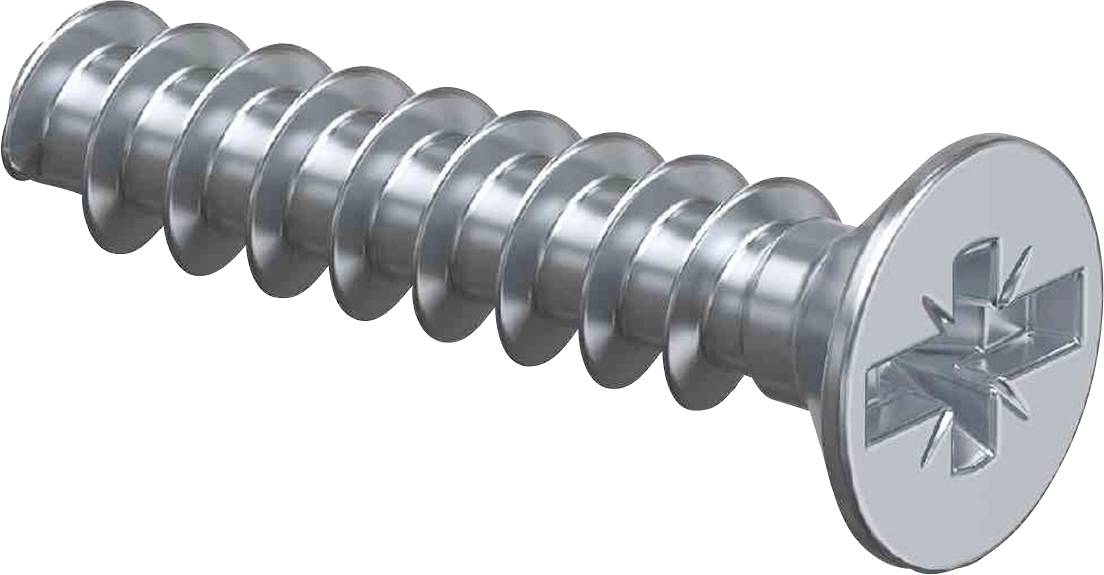 Une vis métallique argentée à tête cruciforme.